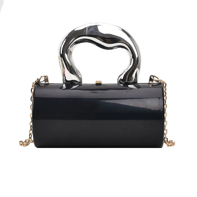 Fashion Cylinder Mini Evening Purse | Gold Box Clutch Shoulder Crossbody Bag for Women's Party Clutches Luxegan