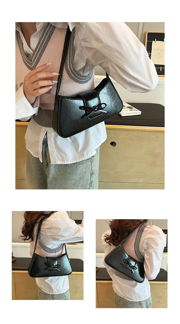 High-Grade Sense Retro Women's Underarm Bag | Spring New PU Leather Lady Commuter Shoulder Bag (Solid Small Handbags for Women) Luxegan