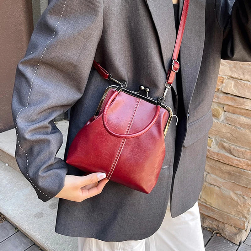 Vintage Style Brown Shell Handbag | Versatile Designer Shoulder Bag for Women | Premium PU Leather Lady's Crossbody Purse | Minimalist Fashion Shell Bag Luxegan