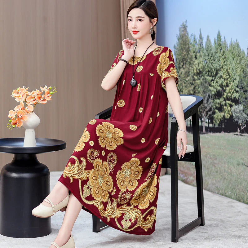 New 2025 Women Dress Female Casual short Sleeve cotton Dresses loose solid Vintage Sweet Clothing Vestidos  vestido verano