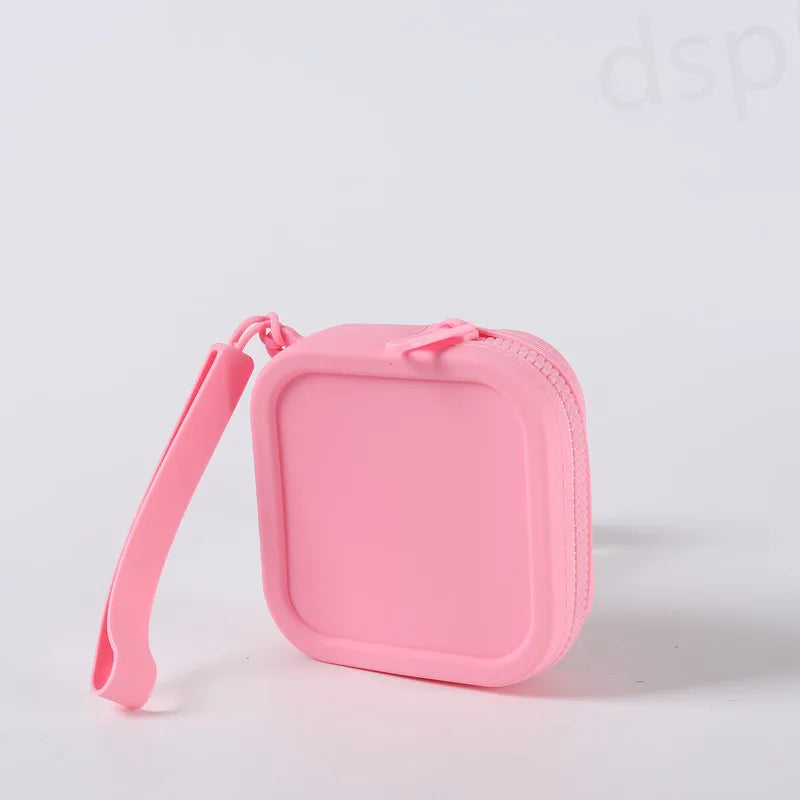 Silicone Solid Square Organizer | Zipper Waterproof Mini Wallet & Earphone Case Luxegan