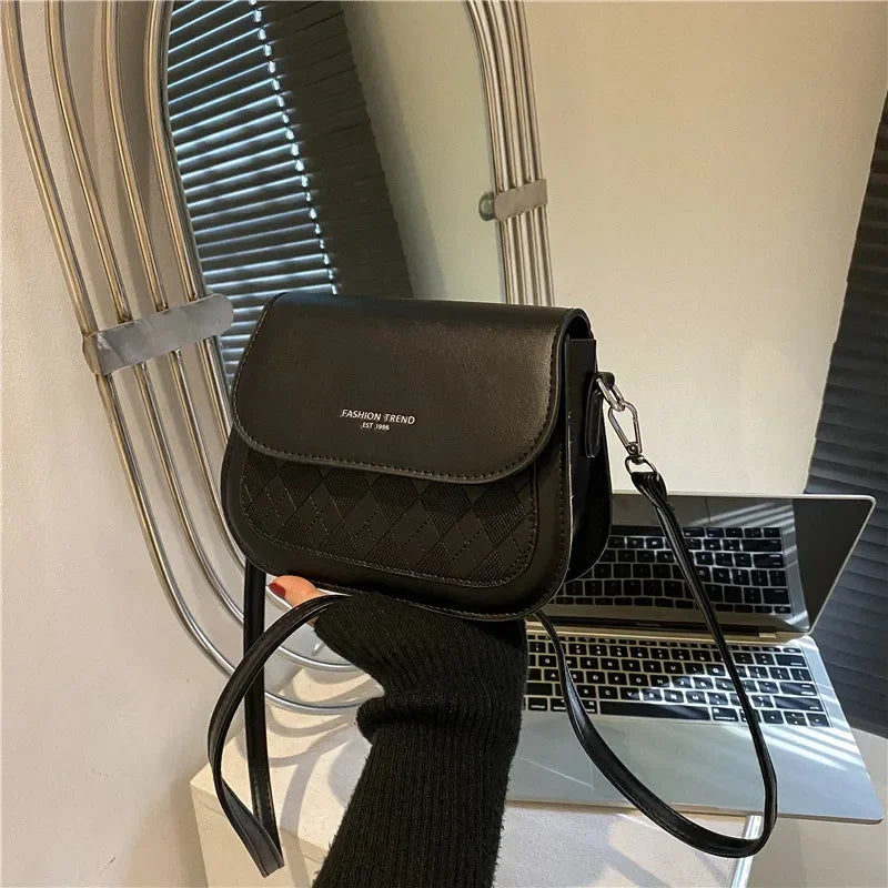 Small PU Leather Saddle Bag | Fashion Flap Crossbody Purse Luxegan
