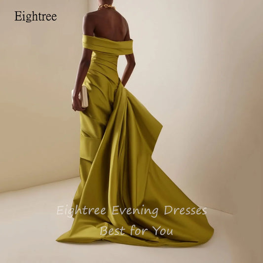 Vestidos de fiesta formales de sirena elegantes con hombros descubiertos Eightree con cola lateral, vestidos de fiesta largos hasta el suelo personalizados