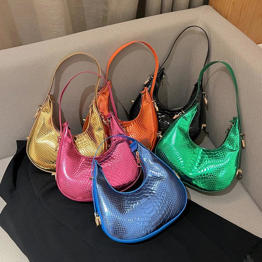 Minimalist Half-Moon Underarm Bag | Soft Serpentine Shoulder Purse Luxegan