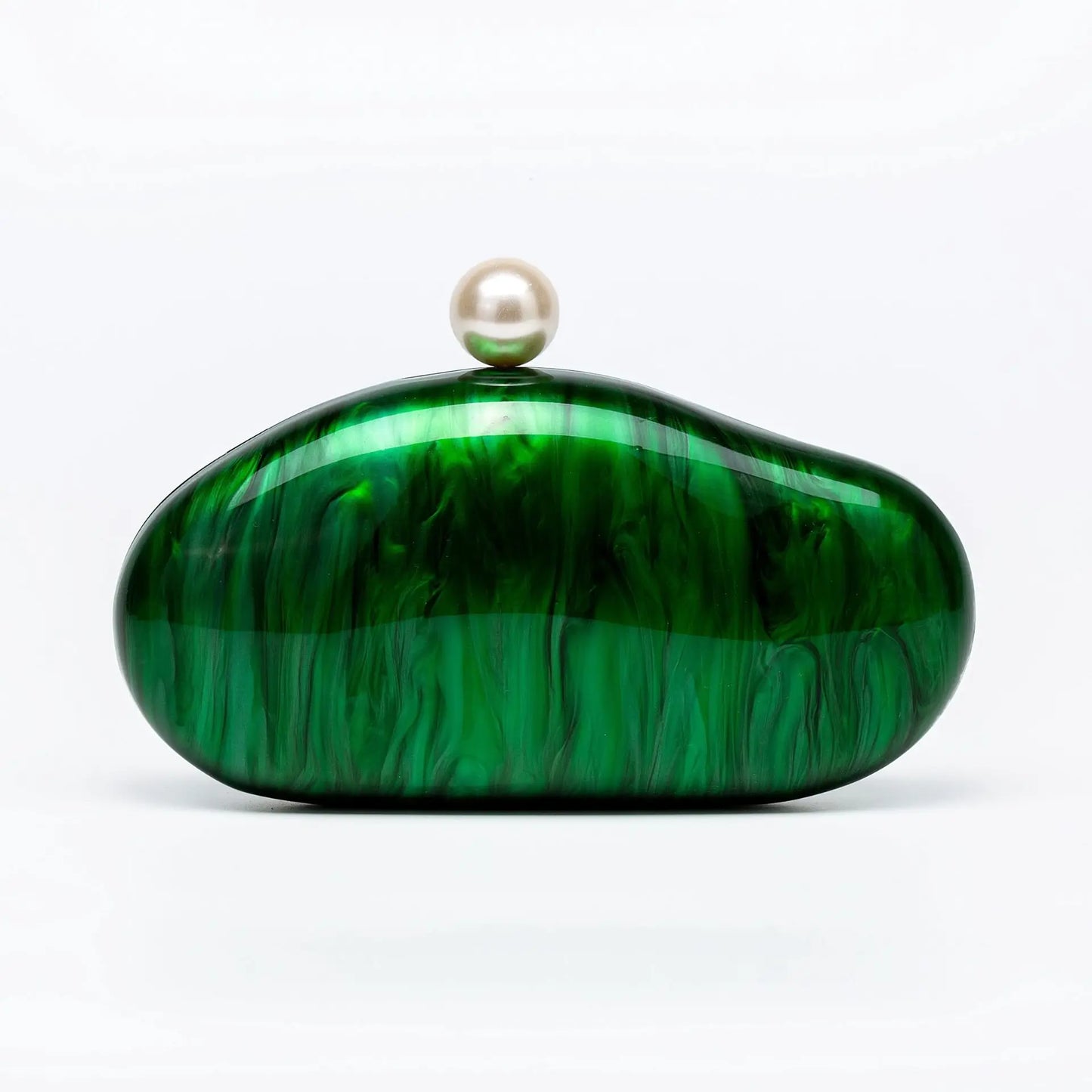 Luxury Pearl Acrylic Shell Clutch | Sophisticated "Oval Lady" Silhouette | Elegant Dinner Party Chain Purse | "Dignified" High-Performance Hard-Shell Essential for Radiant Versatile Styling Luxegan