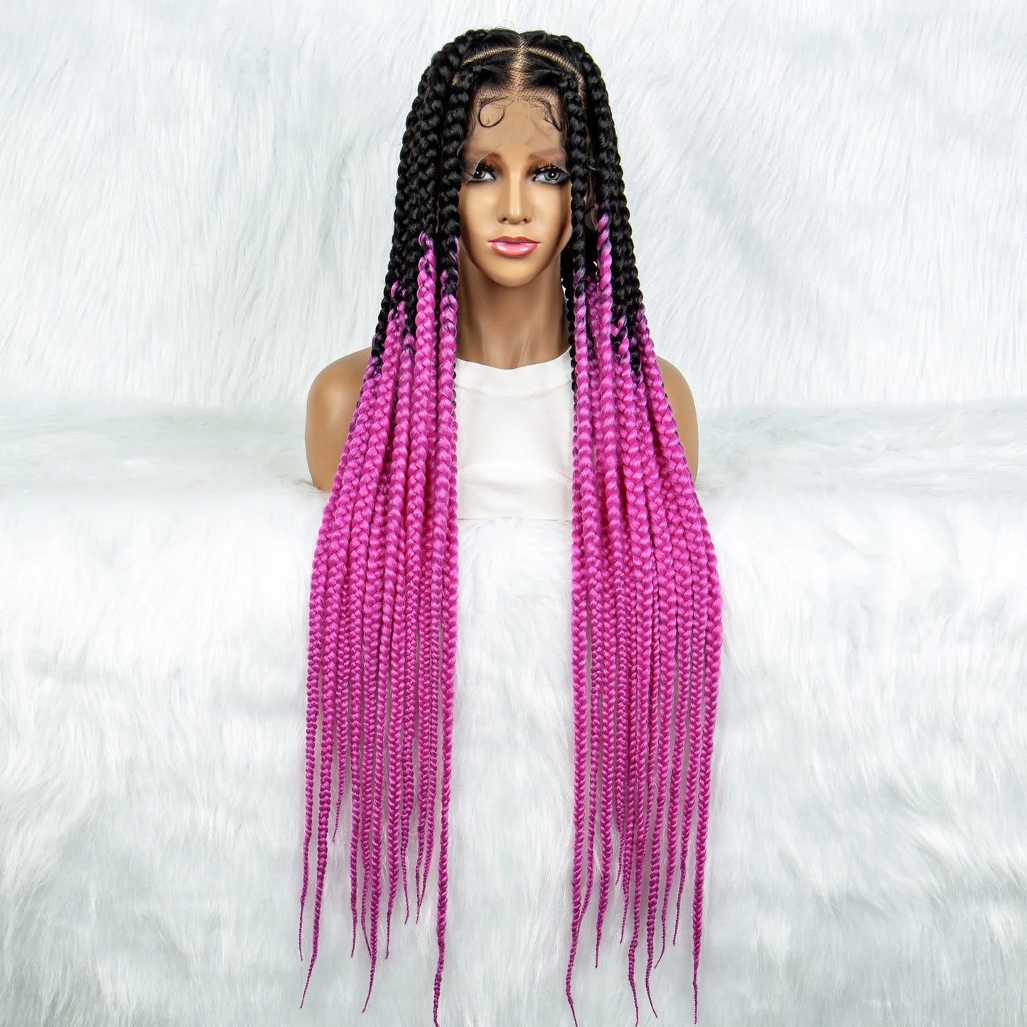KIMA 36" Colorful Knotless Box Braids Wig | Lace Front & Baby Hair Luxegan