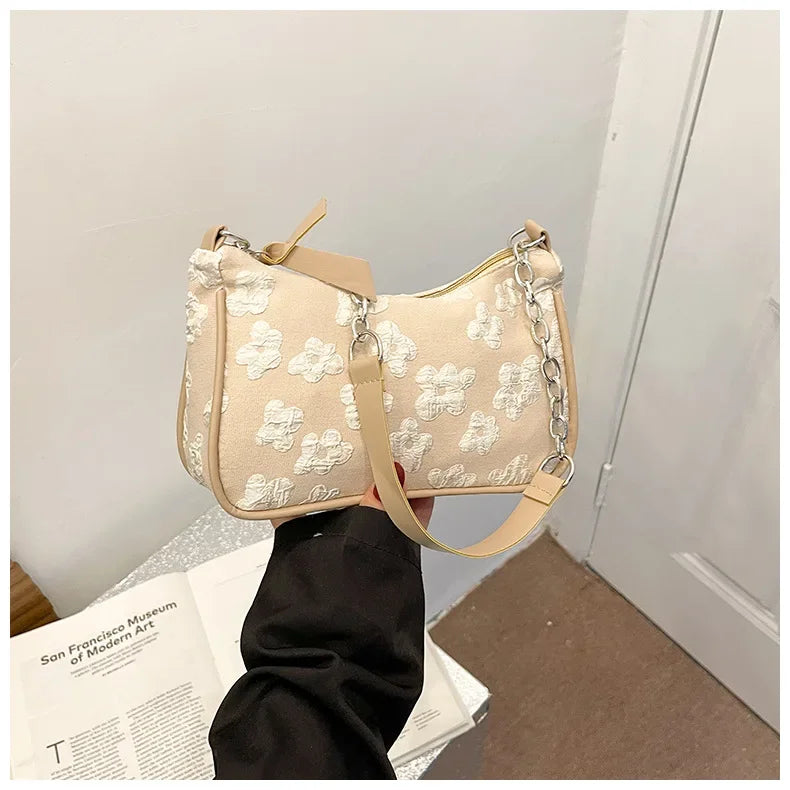 Fashion Casual Felt-Style Shoulder Bag | Small Underarm Handbag for Women | Versatile Oxford Crossbody & Messenger Bag | Minimalist Solid Color Daily Tote Luxegan