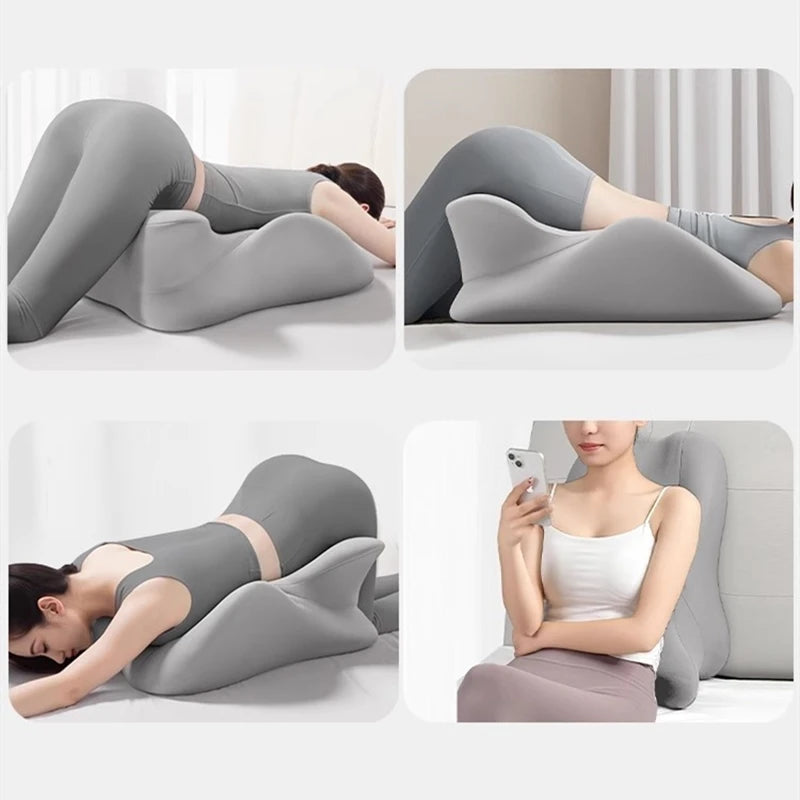 Couples Memory Foam Waist & Lumbar Support | Sophisticated "Wave Shape" Silhouette | Elegant Washable Office & Bedding Backrest | "Dignified" High-Performance Massage Feature for Radiant Versatile Styling Luxegan