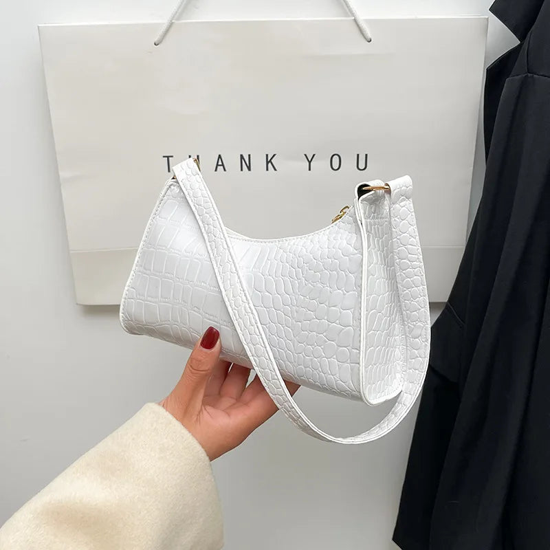 Solid Color PU Leather Women's Underarm Bag | New Luxury Designer Female Casual Shoulder Bag (Tote Clutch Purse & Banquet Handbag) Luxegan