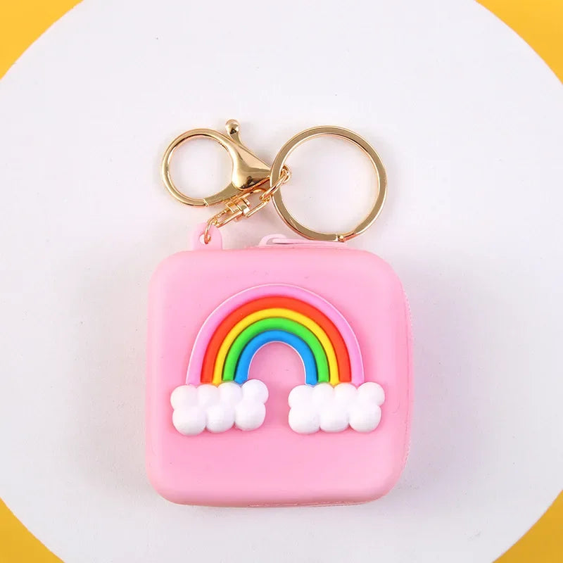 Cute Women Coin Wallet Pendant Keychain | Silicone Round Coins Bag Small Girls Key Bag | Mini Purse Kid Gift Luxegan