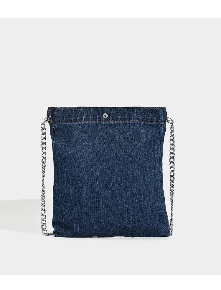 Embroidered Flowers Cowboy Shoulder Bag | Fashion Chain Ladies' Messenger Bag & Denim Handbag Luxegan