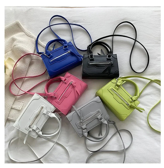 Western Style Crossbody Bag | Simple Textured Square Handbag Luxegan