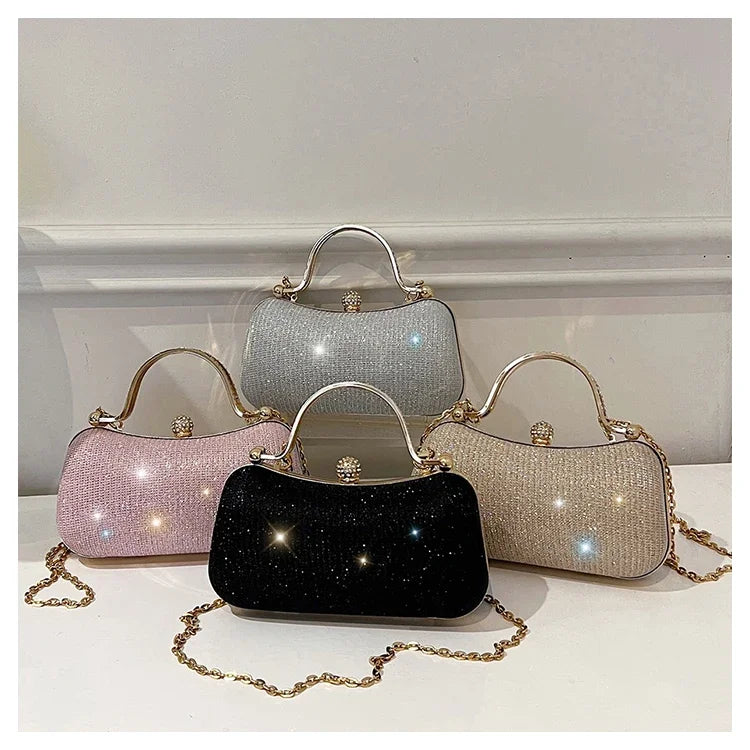 Elegant Chain Evening Dinner Bag | Vintage Shell Shoulder Bag for Women | Fashionable Top-Handle Satchel | Chic PU Leather Underarm Crossbody Bag Luxegan