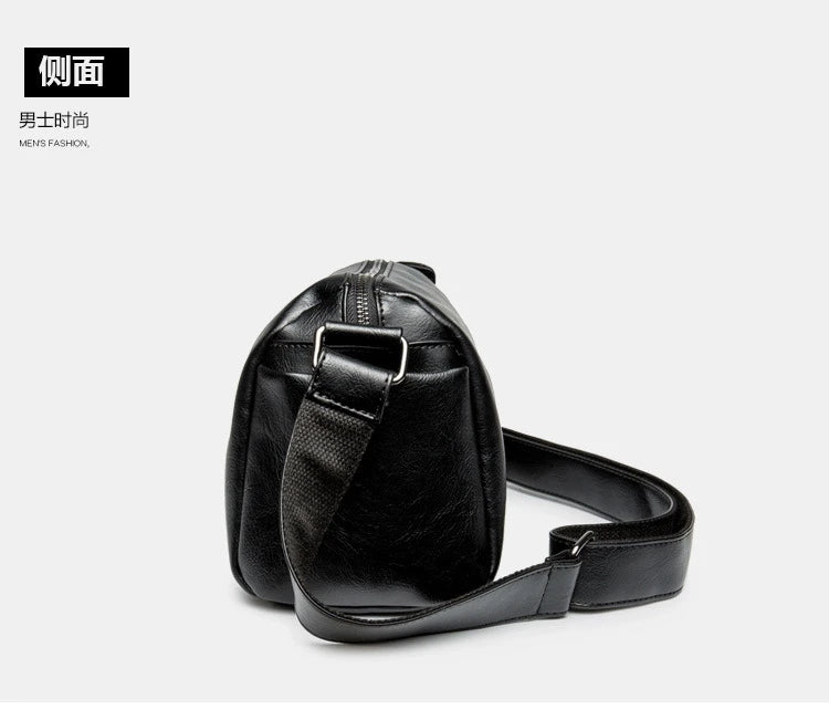 Soft Leather Men's Crossbody Bag | Shoulder Messenger Bag & Casual Simple Design Solid Sling Shoulder Bag Pack Luxegan