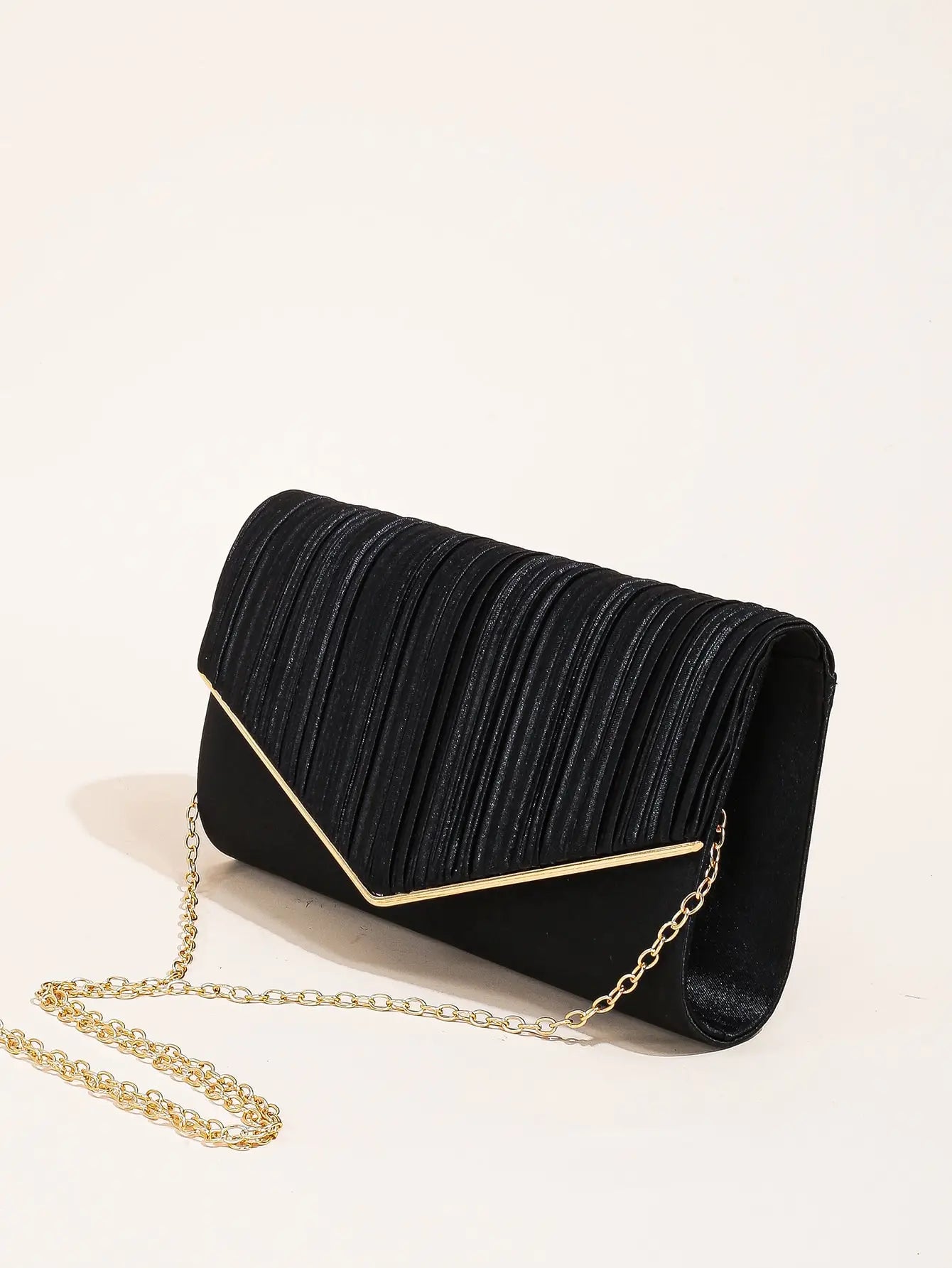 Elegant Pleated Evening Bag | Solid Color Textured Envelope Dinner Bag | Perfect Clutch For Party, Wedding And Banquet Luxegan