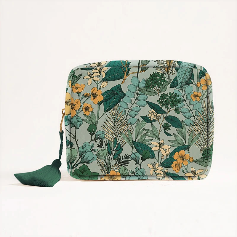 Custom Canvas Print Ladies' Cosmetic Bag | Portable Travel Makeup Storage Pouch | Daily Use Large Capacity Canvas Clutch for Women Luxegan