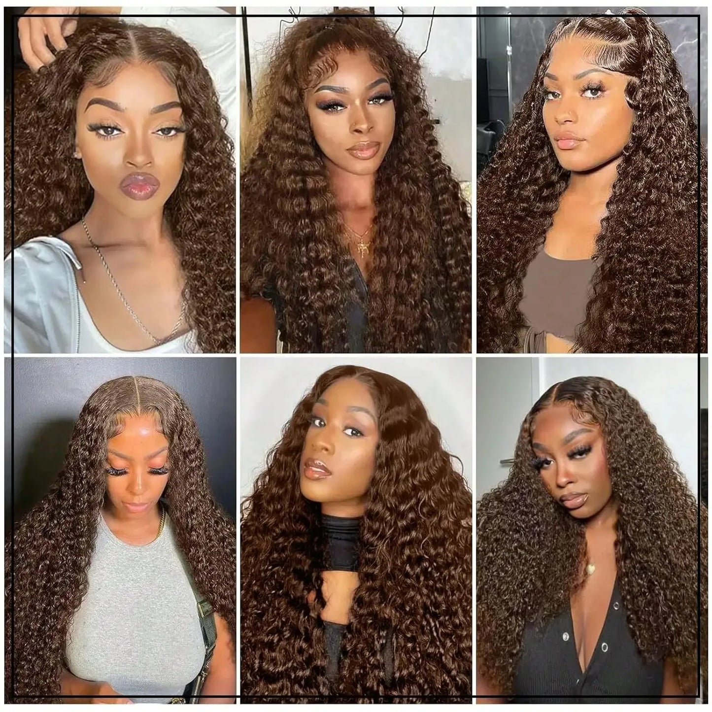 24-Inch Deep Curly Chocolate Brown HD Lace Wig | Sophisticated 13x6 & 13x4 Transparent Frontal | Elegant "Brazilian Remy" 4# Colored Silhouette | "Dignified" Water Wave Human Hair for Radiant Versatile Styling Luxegan