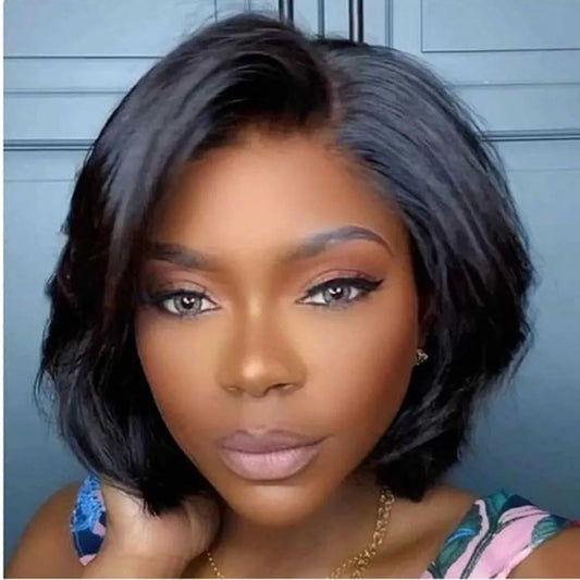 Pixie Cut Straight Short Bob Human Hair Wig - 13x4 & 13x5x1 Transparent Swiss Lace Frontal Wig - Glueless Pre-Plucked Hairline Brazilian Remy Human Hair Wig for Women (Dyeable All Colors) Luxegan