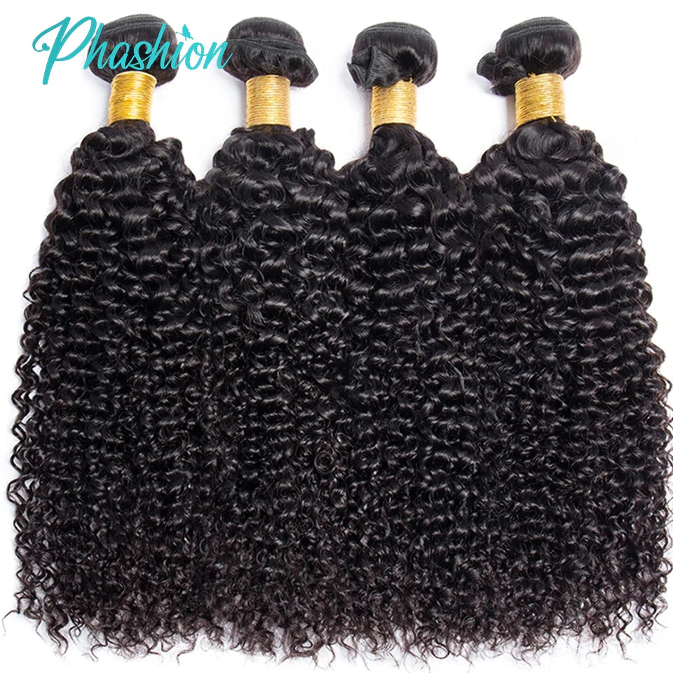 Phashion Kinky Curly Human Hair Bundles 1/3 Pcs/Lot 30 32 Inch 100% Remy Hair Extensions For Black Women Brazilian Weave On Sale
