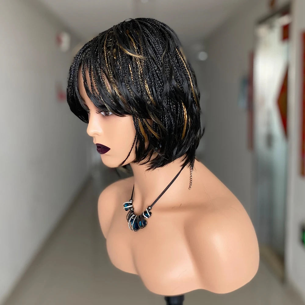 Pixie Cut Box Braided Twist Wig | Crochet Braids | 1B