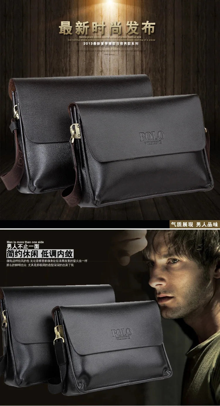 New Men’s Vertical Business Shoulder Bag | Premium TPU Waterproof Crossbody Satchel | Sophisticated POLO Style Document Bag | Professional Casual Messenger for Work & Travel Luxegan