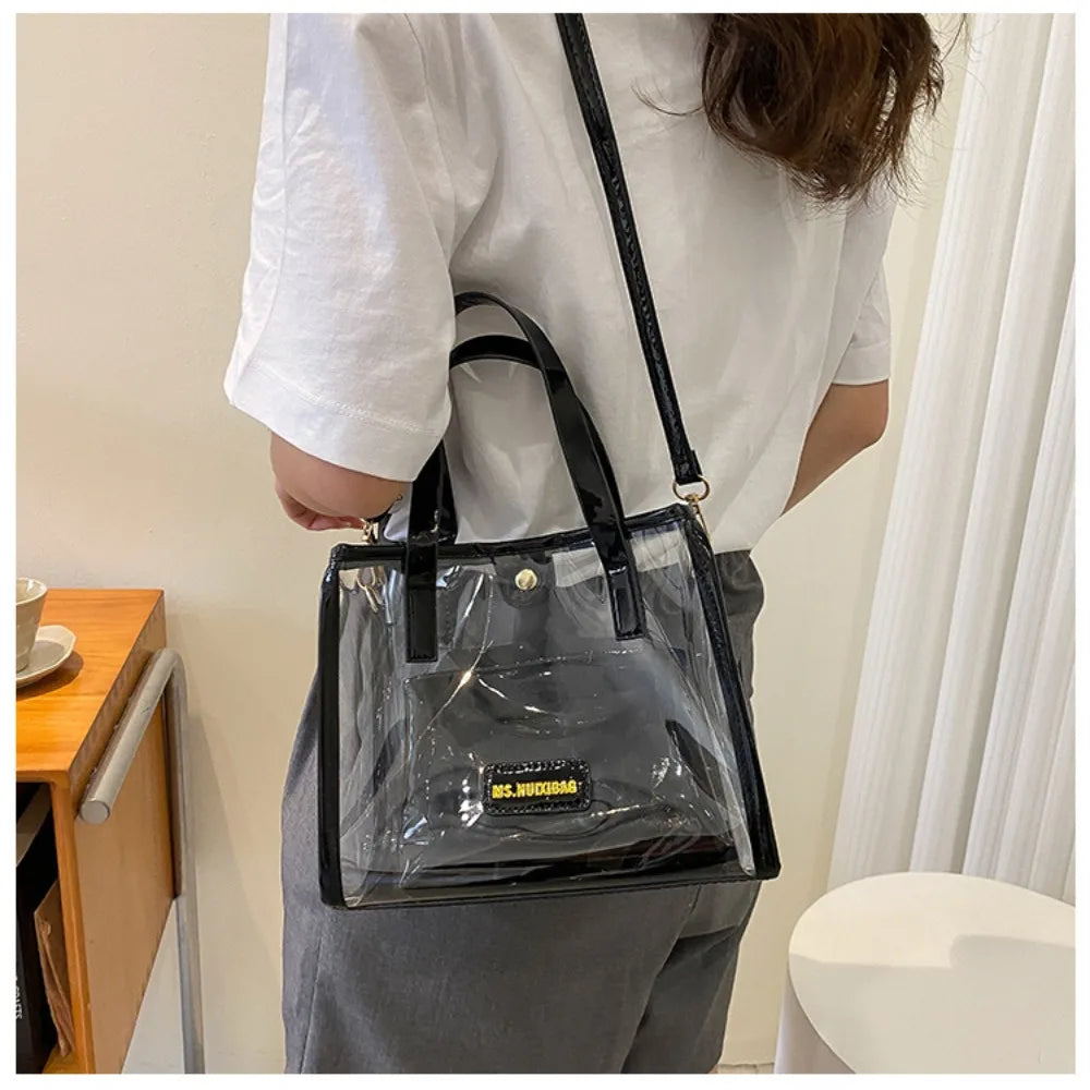 Crossbody Shoulder Bag with Removable Strap | Stadium Approved Transparent Clear Purse | Women's PVC Handbag Luxegan