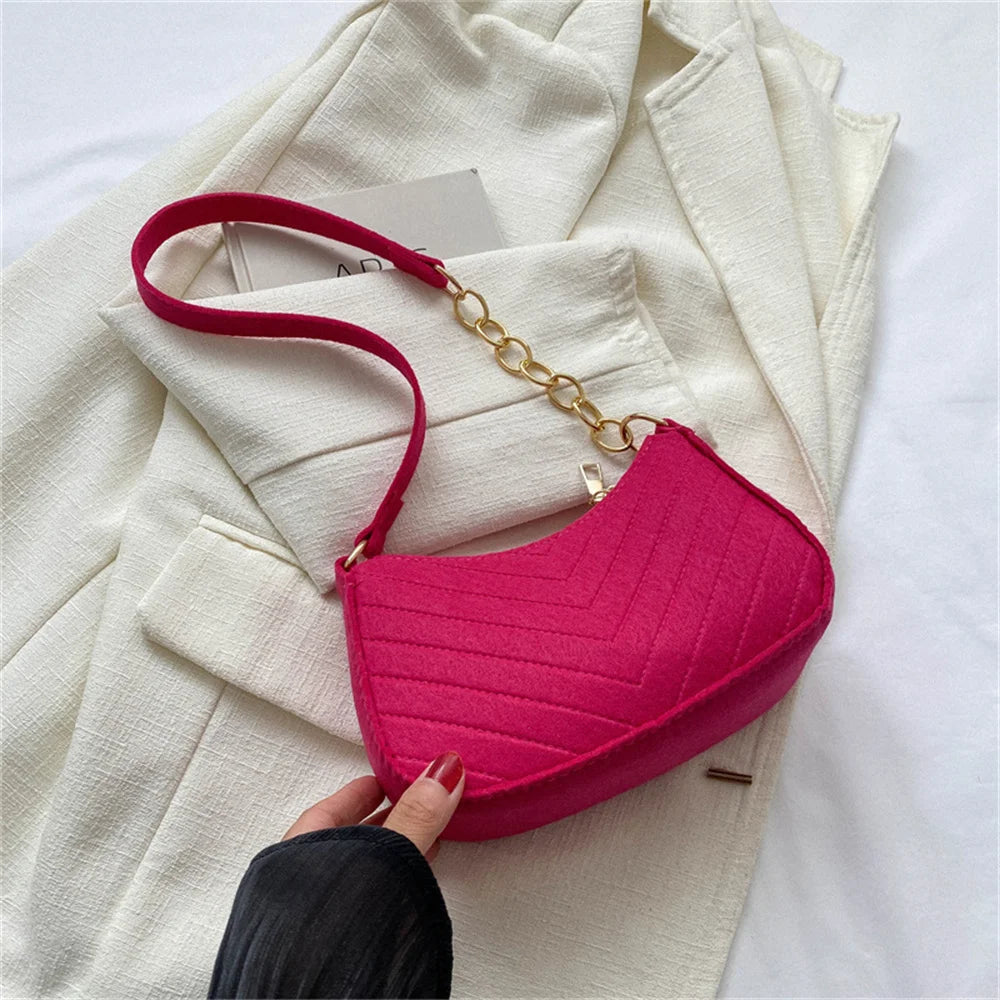 Nylon Mini Box Bag | Soft Felt Texture Solid Underarm Shoulder Bag Luxegan
