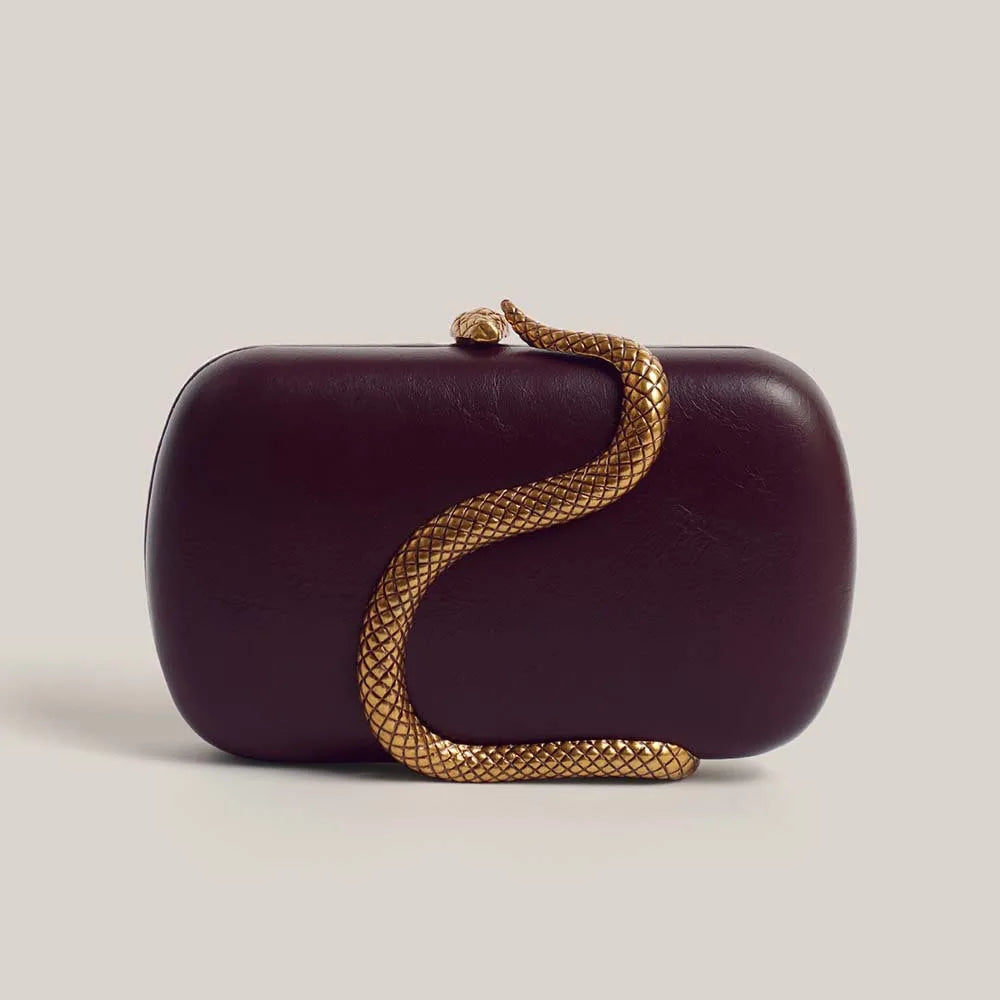 Snake-Texture Crossbody Clutch Bag | Sophisticated Fashionable Designer Dinner Bag | Elegant Luxury Brand Shoulder Purse | "Dignified" Moderate-Hardness PU Handbag for Versatile Styling Luxegan