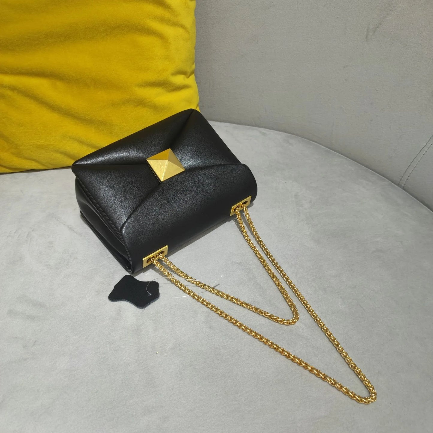Cowhide Leather Crossbody | Luxury Chain & Rivet Satchel Luxegan