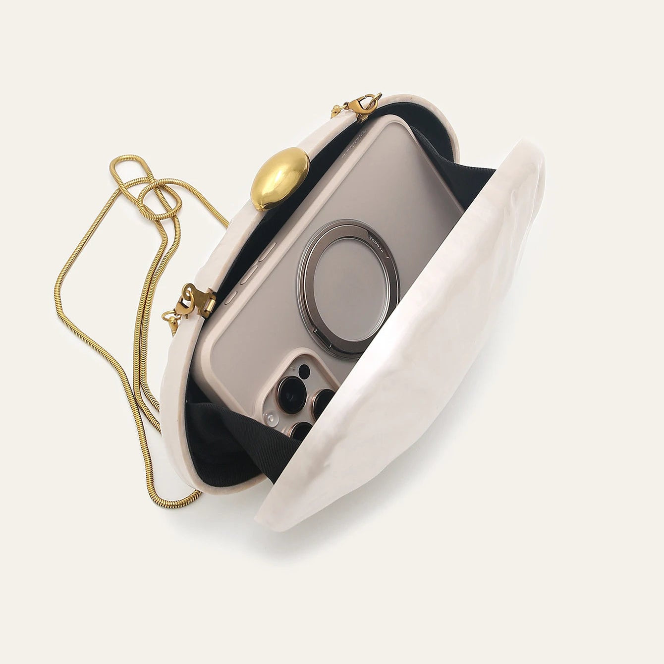 Acrylic Shell Minaudiere | Hard Elegant Long Chain Clutch Luxegan