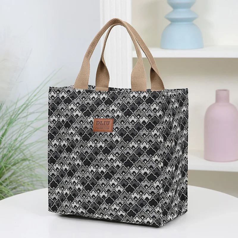 Thickened Jacquard Fabric Large Capacity Portable Bag | Square Storage Bag, Work Commute Handbag & Shopping Tote Luxegan