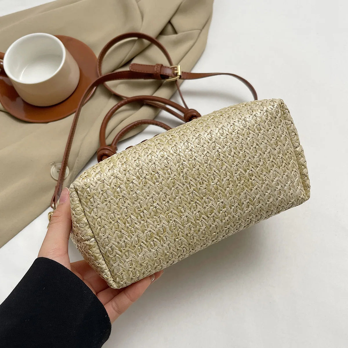 New Summer Beach Grass Woven Bag | Embroidered Thread Crossbody & Shoulder Bag Luxegan
