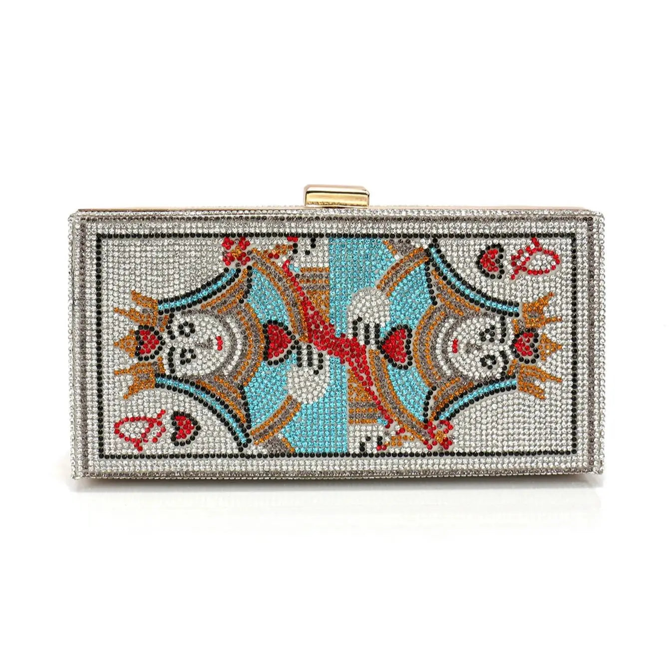 Diamond Flap Glitter Clutch Bag | Sophisticated Striped Rhinestone Evening Purse | Elegant Acrylic - view 3