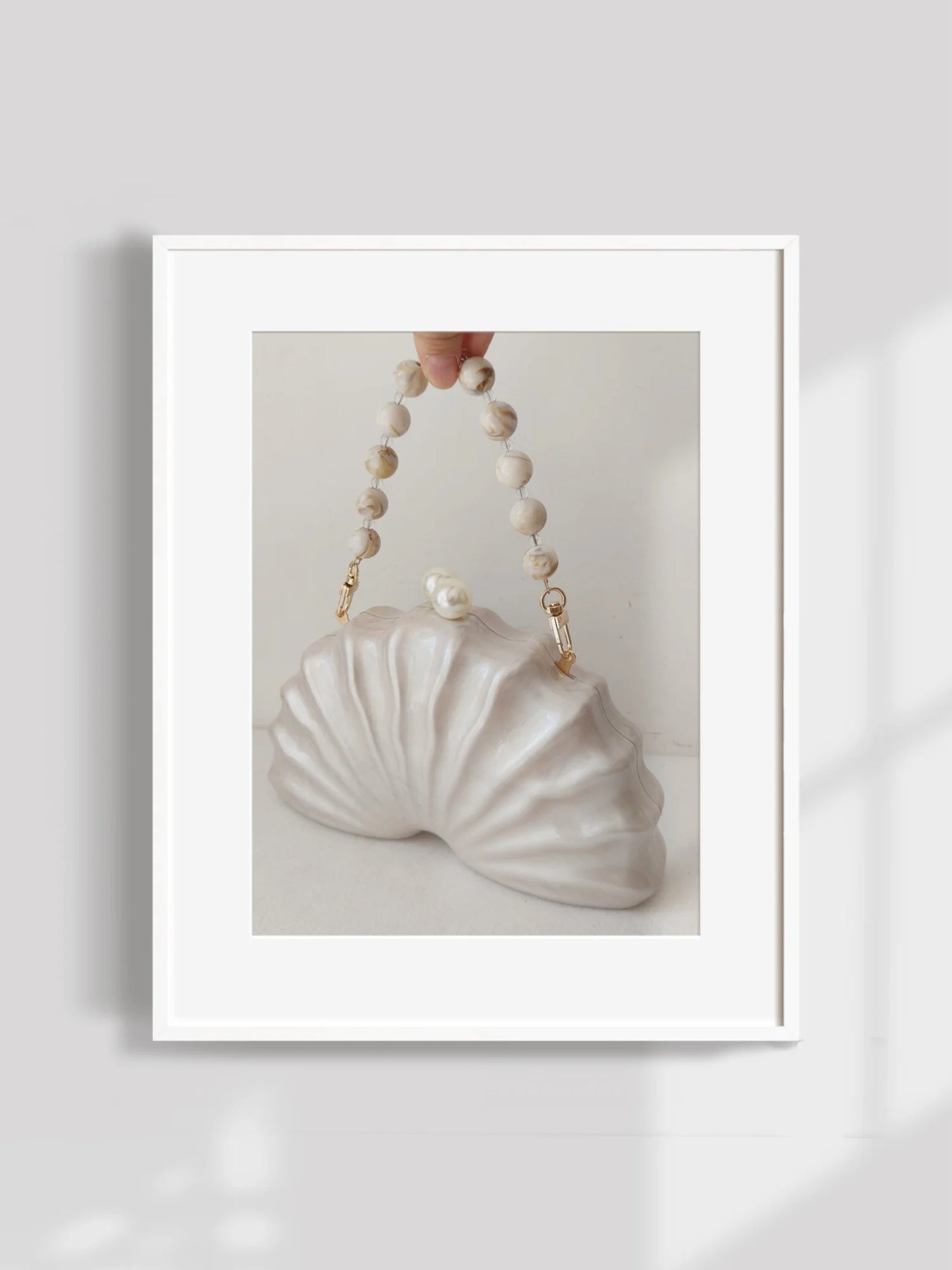 Original Acrylic Beaded Clutch | Half-Moon Shell Shoulder Bag Luxegan