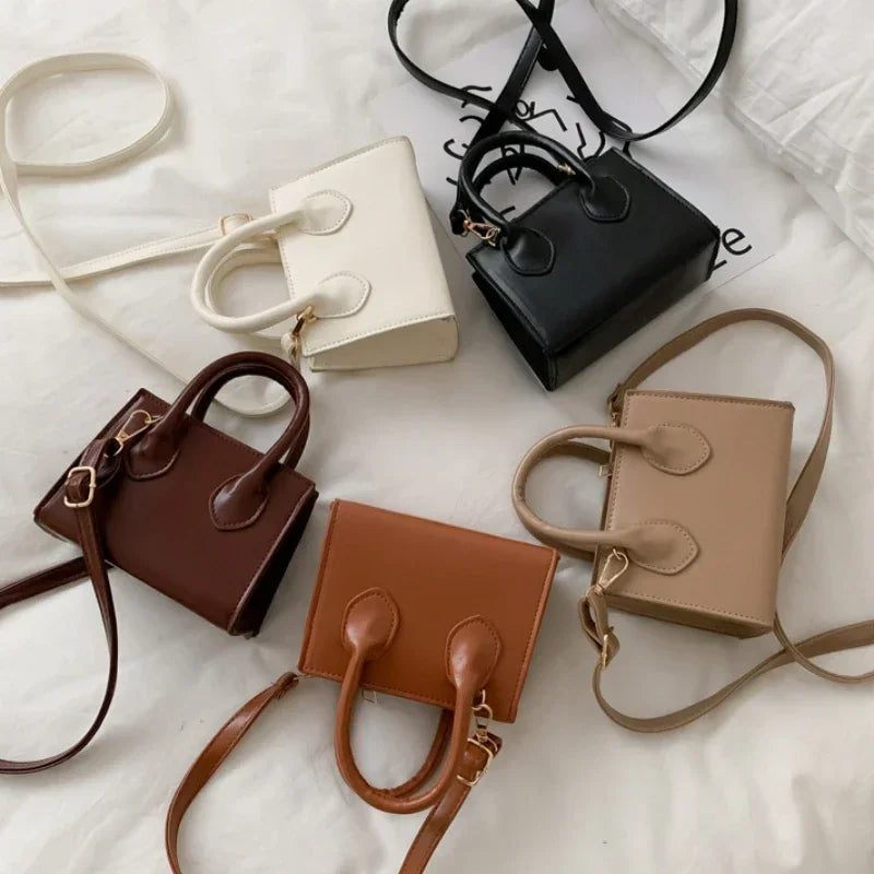 New Popular Retro Mini Handbag | Sophisticated Small Square Messenger Bag | Literary Inspired Vertical Shoulder Bag | Fashion-Forward Soft PU Leather Daily Satchel with Synthetic Leather Lining Luxegan