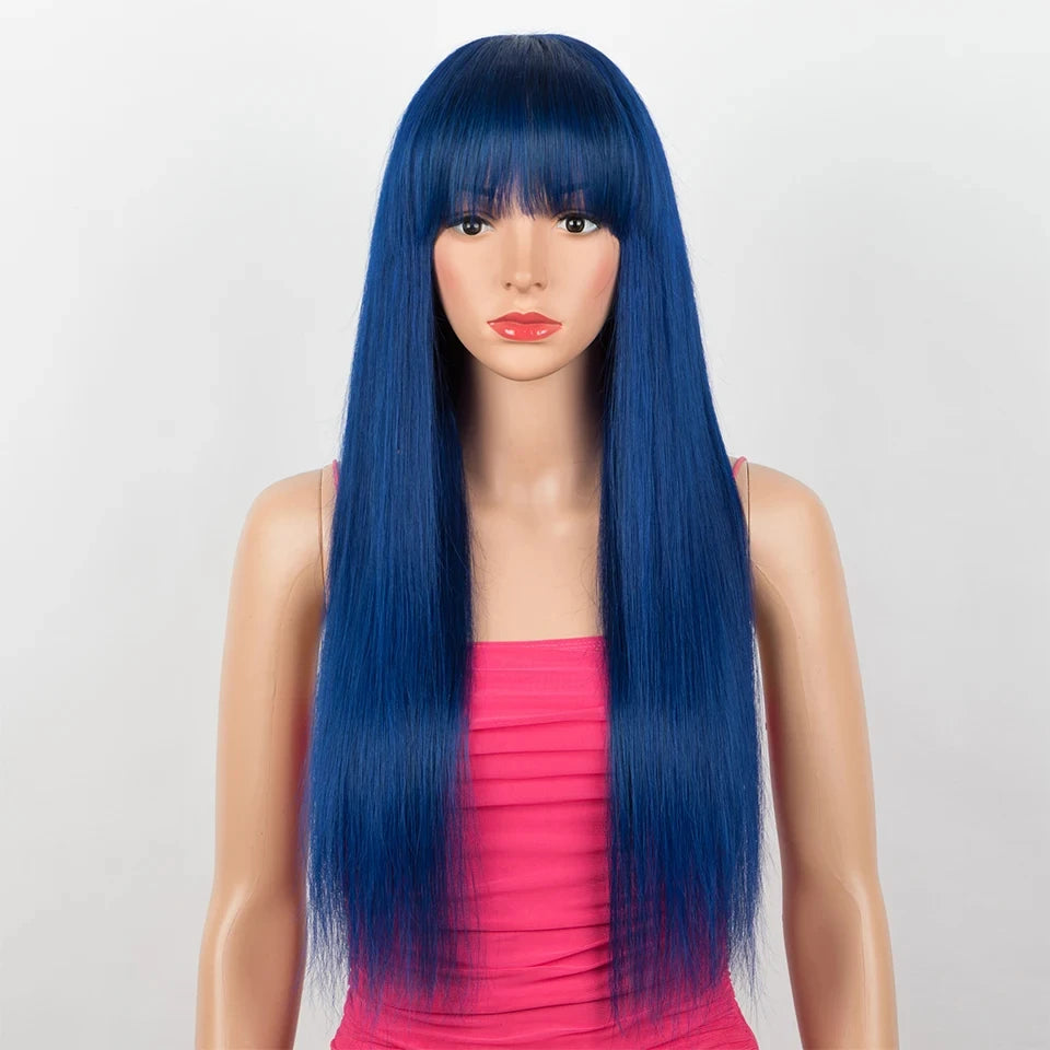 Burgundy Straight Wig with Bangs | "Put On & Go" Glueless Human Hair Luxegan