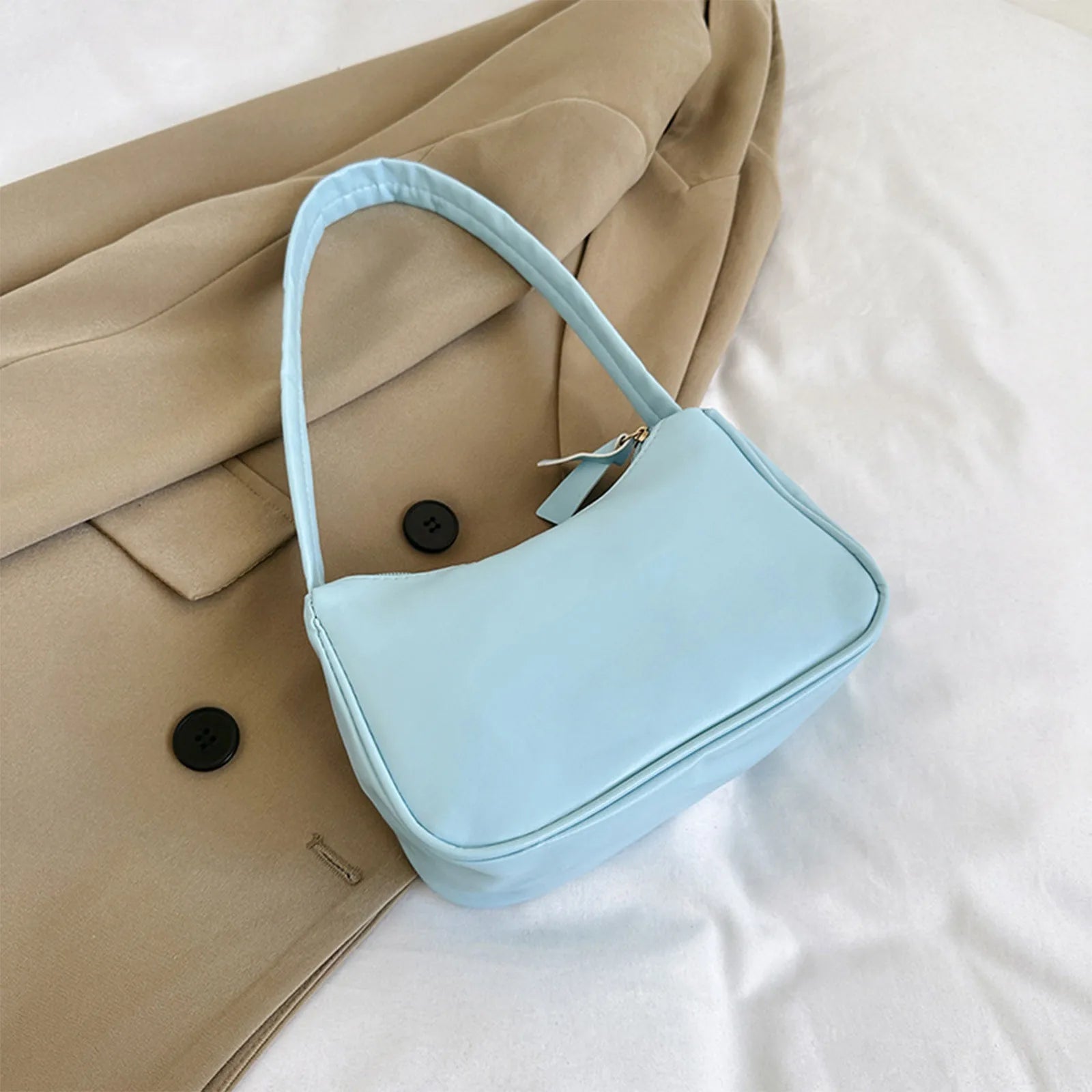 Retro Women's Solid Color Zipper Phone Bag | Hand Bag, Shoulder Bag & Armpit Bag (Mochilas Para Mujer, Mochila Y2k) Luxegan