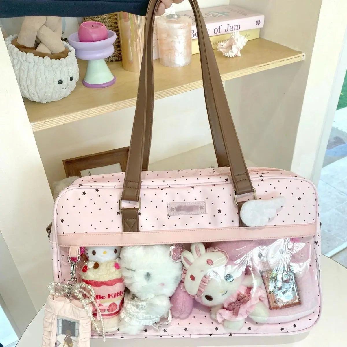 New Original Design Girl Sweet Y2k Ita Bag | Cute Polka Dot Nylon Shoulder Bag | JK Uniform Ulzzang Daily Commuting Women's Bag Luxegan