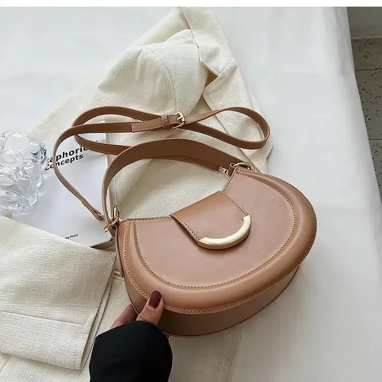 Designer Trend Leather Underarm Bag | Sophisticated Solid Color Small Armpit Shoulder Bag | Elegant Casual Bucket Shaped Handbag | Luxury Soft PU Leather Crossbody with "Dignified" Magnetic Hasp Luxegan