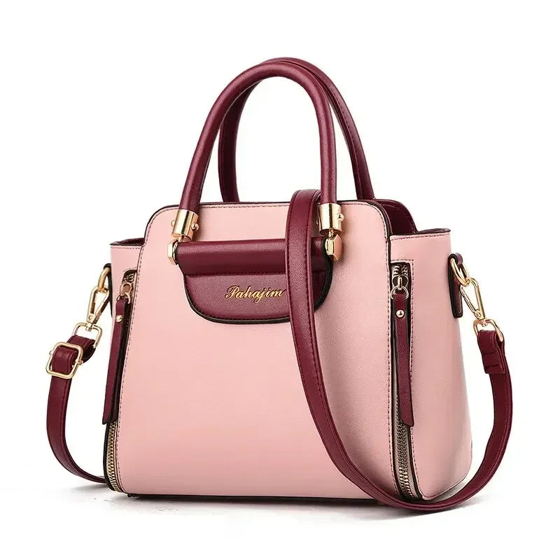 Color-Contrast Bucket Bag | Elegant Crossbody for Office & Work Luxegan
