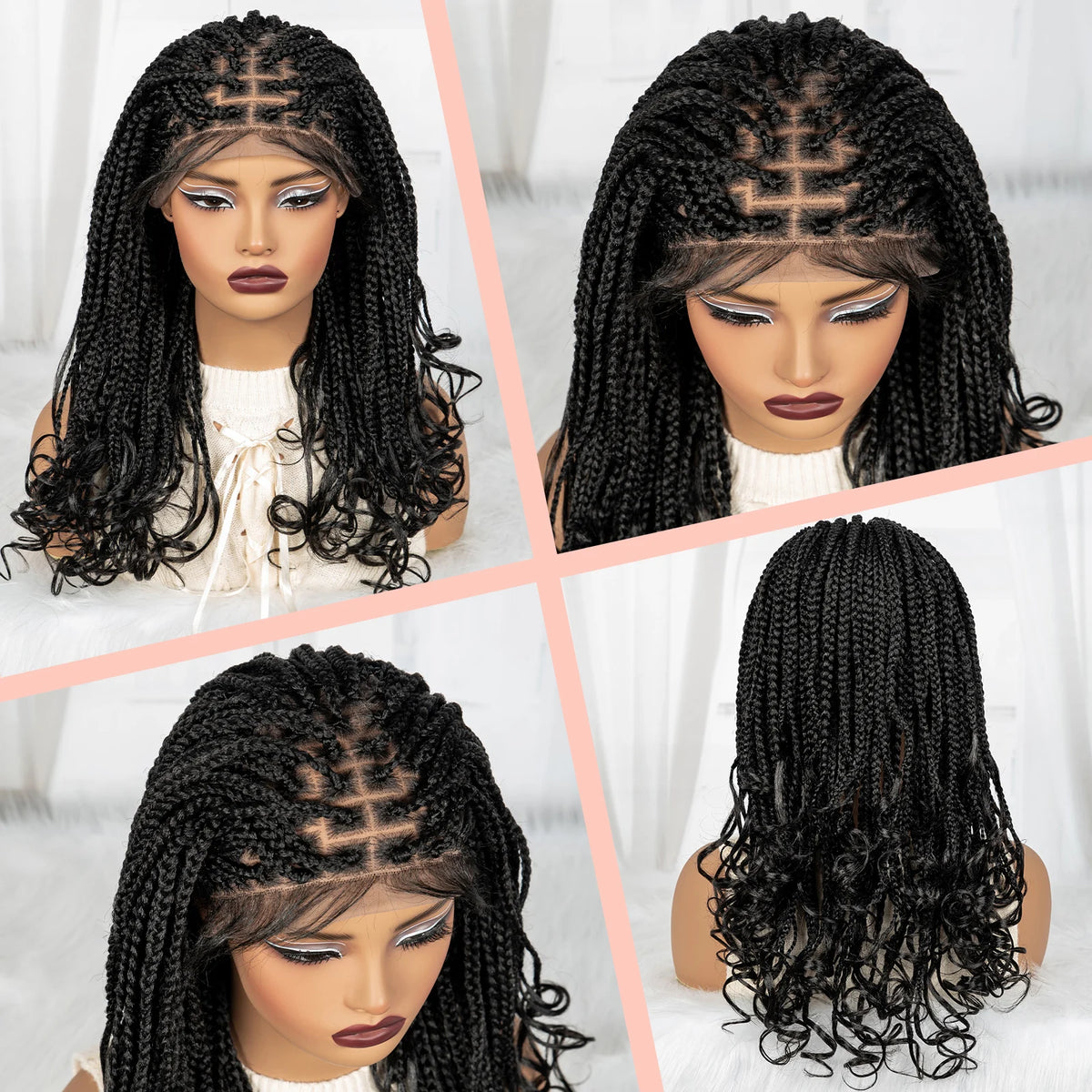 20 Inch Knotless Box Braids Wig | 9x6 Lace Front | Curly Ends