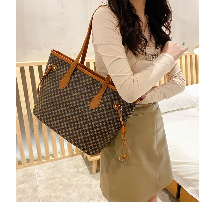 Luxury Large Capacity Top Handle Tote | Soft Criss-Cross Shoulder Bag Luxegan