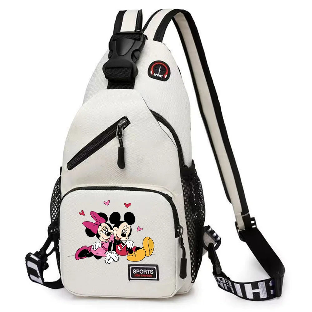 Mickey Minnie Mouse Cartoon Shoulder Bag | Unisex Multi-functional Oxford Fabric Backpack & Casual Chest Business Travel Pack Luxegan