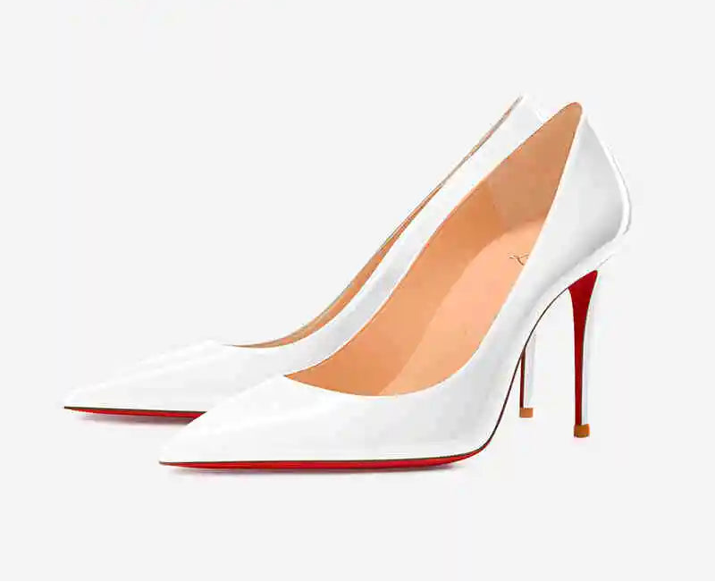 Elegant Luxury Brand Black Stilettos | Sophisticated Red Shiny Bottom Pumps | Elegant "Handmade Patent Leather" Silhouette | "Dignified" Sexy Pointed Toe Wedding Shoes for Radiant Versatile Styling Luxegan