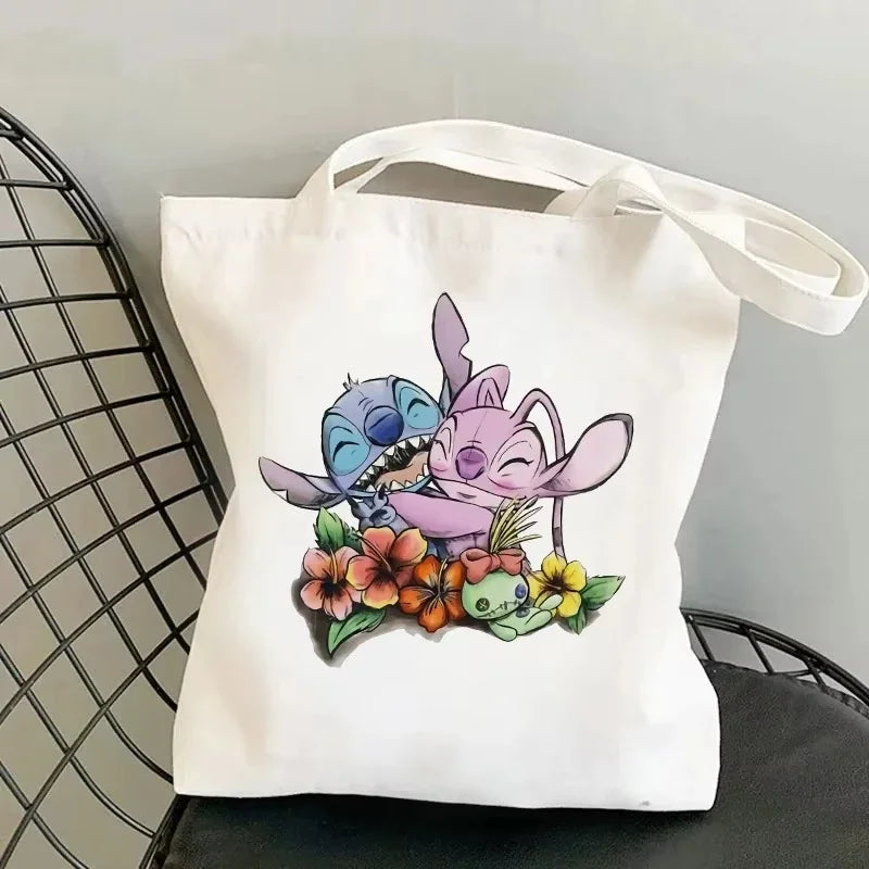 Disney Lilo & Stitch Cartoon Canvas Bag | Unisex Large Capacity Student Backpack & Shoulder Tote | Casual Shopping Totes Luxegan