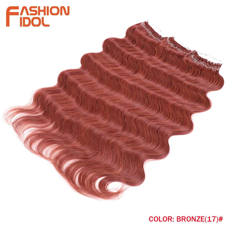 Fashion Idol Body Wave Crochet Hair - 22 Inch Soft Long Synthetic Goddess Braids - Natural Wavy Ombre 613 Blonde Hair Extensions - Luxegan