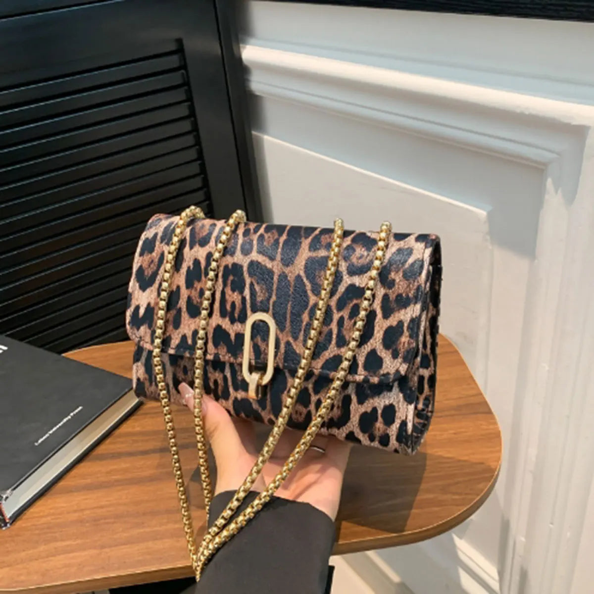 Leopard Print Fashion PU Shoulder Bag | Retro Chain & Crossbody Luxegan