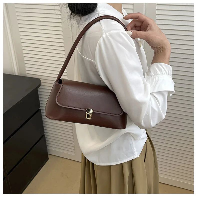 Women's Shoulder Bag Handbag | Retro Underarm Bag & Fashion Simple Solid Color New Hand Shoulder Bag Luxegan