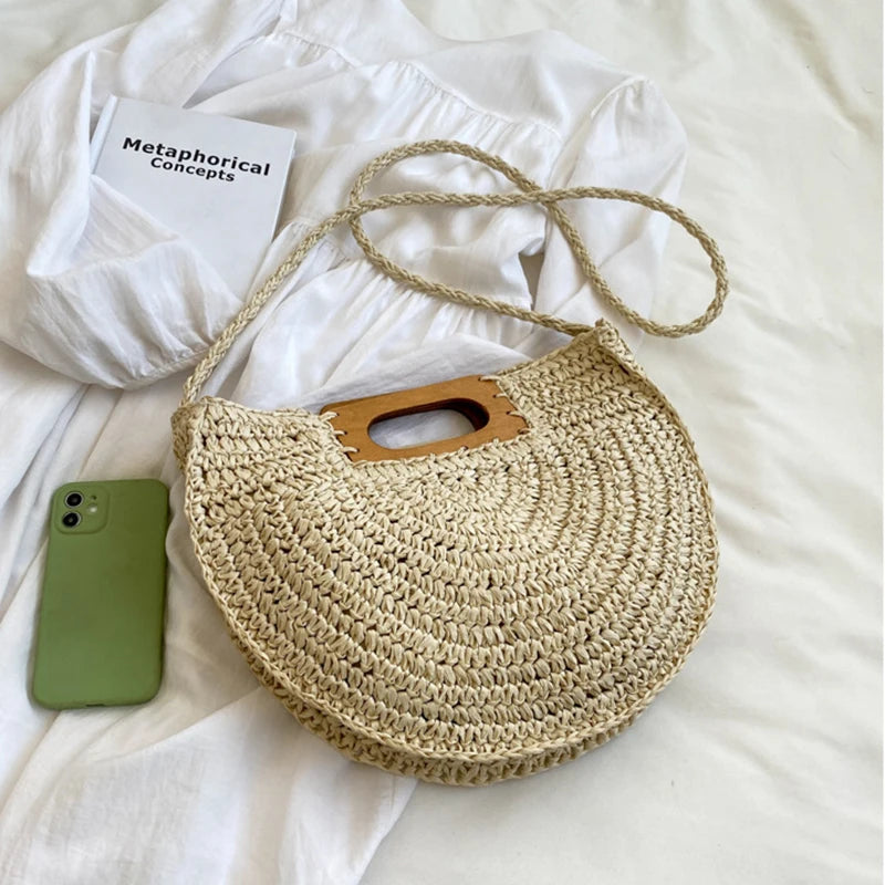 Designer Woven Straw Tote | Large Capacity Beach & Shopper Bag Luxegan