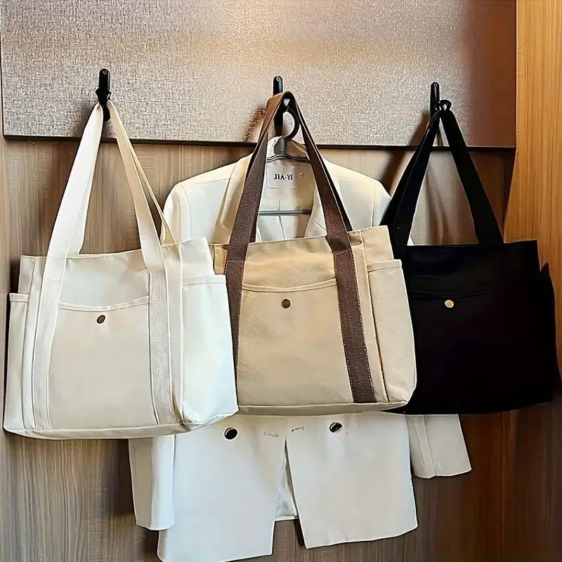 Large Capacity Canvas Tote | Multi-Pocket Shoulder Bag Luxegan
